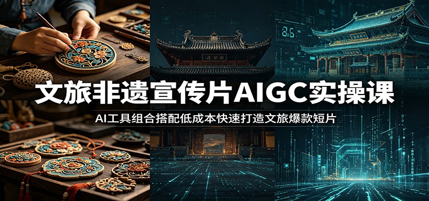 文旅非遗宣传片AIGC实操课：AI工具组合搭配低成本快速打造文旅爆款短片-创业网 - 最新网络创业项目与实战营销教程平台 | cye.cc