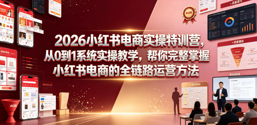 2026小红书电商实操特训营，从0到1系统实操教学，帮你完整掌握小红书电商的全链路运营方法-创业网 - 最新网络创业项目与实战营销教程平台 | cye.cc