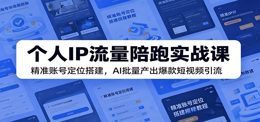 个人IP流量陪跑实战课：精准账号定位搭建，AI批量产出爆款短视频引流-创业网 - 最新网络创业项目与实战营销教程平台 | cye.cc