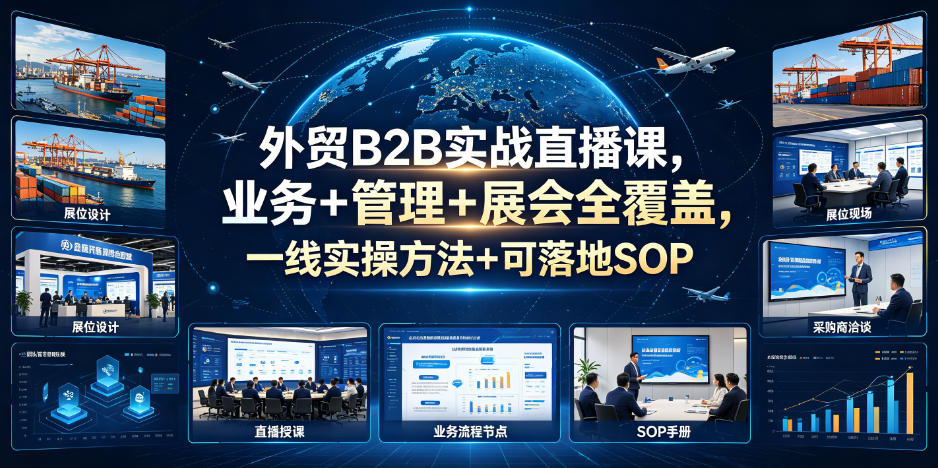外贸B2B实战直播课，业务+管理+展会全覆盖，一线实操方法+可落地SOP-创业网 - 最新网络创业项目与实战营销教程平台 | cye.cc