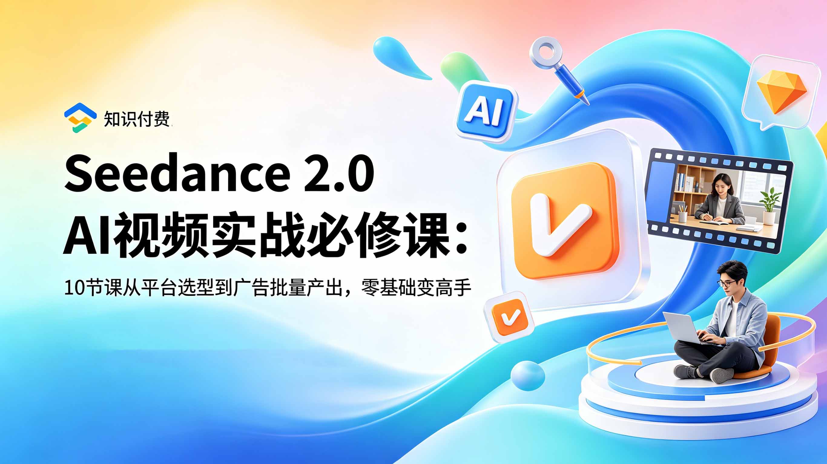 Seedance 2.0 AI视频实战必修课：10节课从平台选型到广告批量产出，零基础变高手-创业网 - 最新网络创业项目与实战营销教程平台 | cye.cc