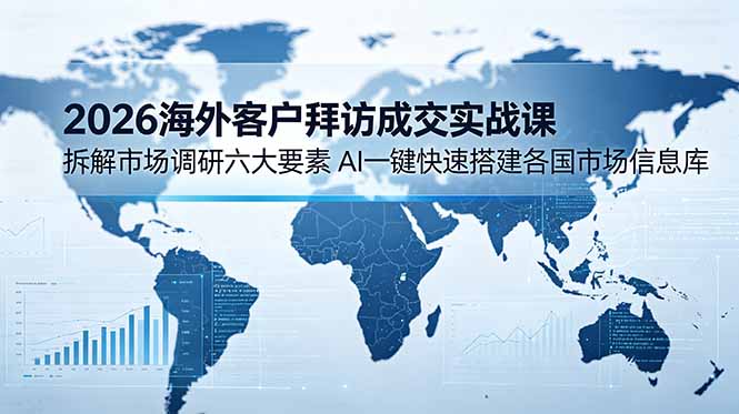 2026海外客户拜访成交实战课：拆解市场调研六大要素，AI一键快速搭建各国市场信息库-创业网 - 最新网络创业项目与实战营销教程平台 | cye.cc