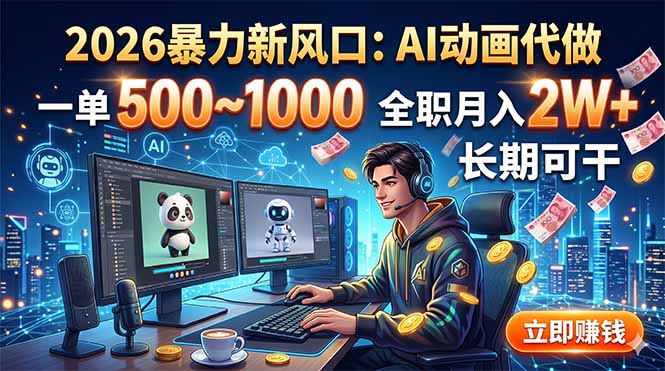2026暴力新风口：AI动画代做，一单500~1000，全职月入2W+，长期可干-创业网 - 最新网络创业项目与实战营销教程平台 | cye.cc