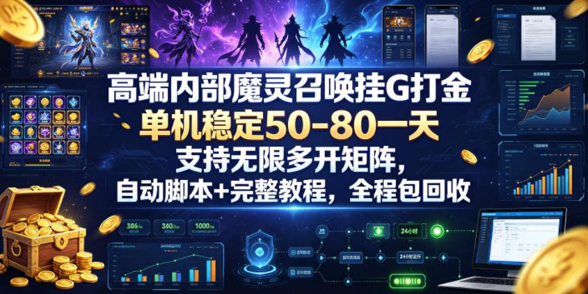 高端内部魔灵召唤挂G打金，单机稳定50-80一天，支持无限多开矩阵，自动脚本+完整教程，全程包回收【揭秘】-创业网 - 最新网络创业项目与实战营销教程平台 | cye.cc