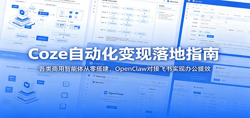 Coze自动化变现落地指南：各类商用智能体从零搭建，OpenClaw对接飞书实现办公提效-创业网 - 最新网络创业项目与实战营销教程平台 | cye.cc
