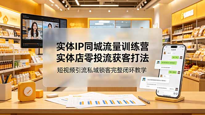 实体IP同城流量训练营：实体店零投流获客打法，短视频引流私域锁客完整闭环教学-创业网 - 最新网络创业项目与实战营销教程平台 | cye.cc
