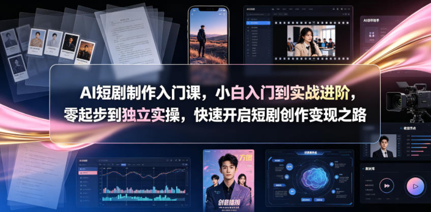 AI短剧制作入门课，小白入门到实战进阶，零起步到独立实操，快速开启短剧创作变现之路-创业网 - 最新网络创业项目与实战营销教程平台 | cye.cc