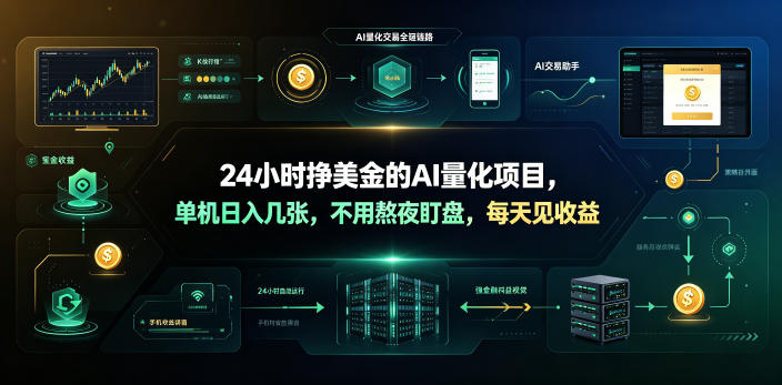 24小时挣美金的AI量化项目，单机日入几十美刀，不用熬夜盯盘，每天见收益【揭秘】-创业网 - 最新网络创业项目与实战营销教程平台 | cye.cc