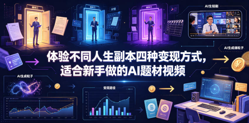 体验不同人生副本四种变现方式，适合新手做的AI题材视频-创业网 - 最新网络创业项目与实战营销教程平台 | cye.cc