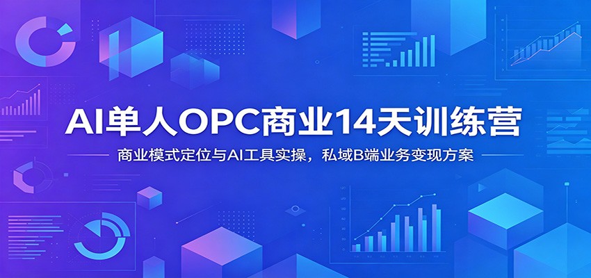 AI单人OPC商业14天训练营：商业模式定位与AI工具实操，私域B端业务变现方案-创业网 - 最新网络创业项目与实战营销教程平台 | cye.cc