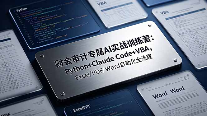 财会审计专属 AI实战训练营：Python+Claude Code+VBA，Excel/PDF/Word自动化全流程-创业网 - 最新网络创业项目与实战营销教程平台 | cye.cc