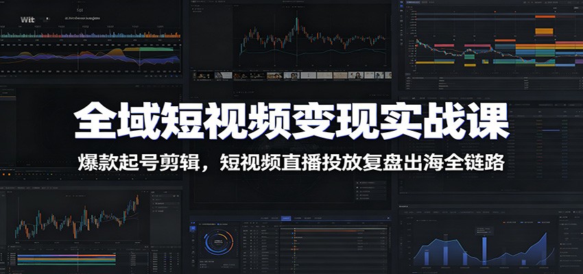 全域短视频变现实战课：爆款起号剪辑，短视频直播投放复盘出海全链路-创业网 - 最新网络创业项目与实战营销教程平台 | cye.cc