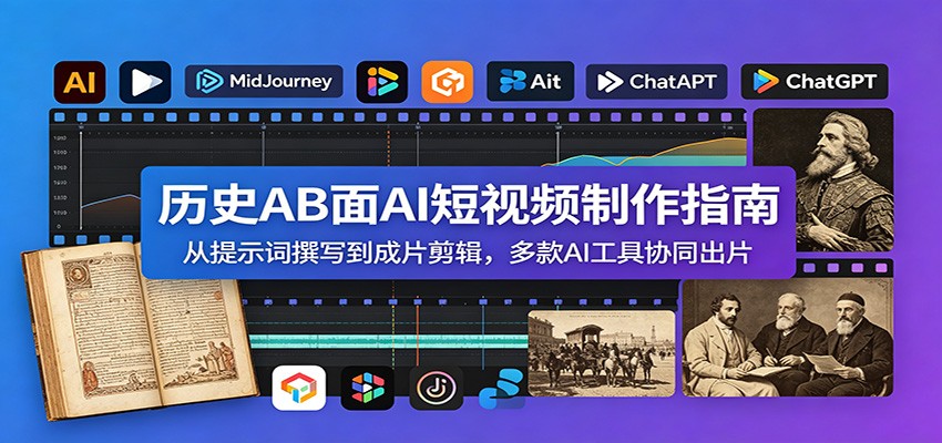 历史AB面AI短视频制作指南：从提示词撰写到成片剪辑，多款AI工具协同出片-创业网 - 最新网络创业项目与实战营销教程平台 | cye.cc