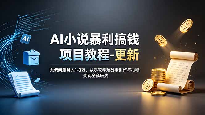 AI小说暴利搞钱项目教程-更新，大佬亲测月入1-3万，从零教学短故事创作与投稿变现全套玩法-创业网 - 最新网络创业项目与实战营销教程平台 | cye.cc