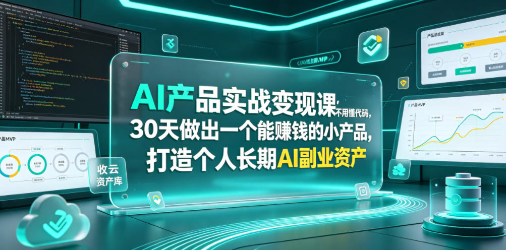 AI产品实战变现课，不用懂代码，30天做出一个能賺钱的小产品，打造个人长期AI副业资产-创业网 - 最新网络创业项目与实战营销教程平台 | cye.cc