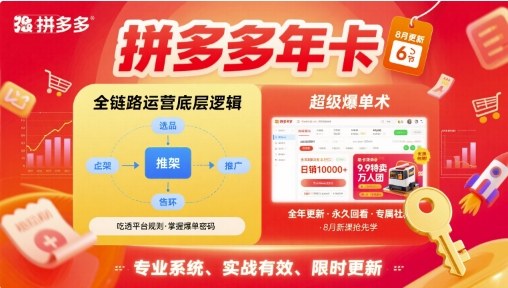 拼多多年卡，拼多多全链路运营底层逻辑，超级爆单术【更新26年6月】-创业网 - 最新网络创业项目与实战营销教程平台 | cye.cc