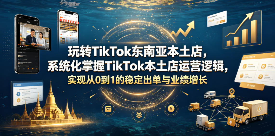 玩转TikTok东南亚本土店，系统化掌握TikTok本土店运营逻辑，实现从0到1的稳定出单与业绩增长-创业网 - 最新网络创业项目与实战营销教程平台 | cye.cc