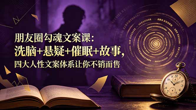 朋友圈勾魂文案课：洗脑+悬疑+催眠+故事，四大人性文案体系让你不销而售-创业网 - 最新网络创业项目与实战营销教程平台 | cye.cc
