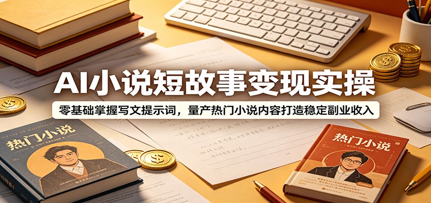 AI小说短故事变现实操：零基础掌握写文提示词，量产热门小说内容打造稳定副业收入-创业网 - 最新网络创业项目与实战营销教程平台 | cye.cc