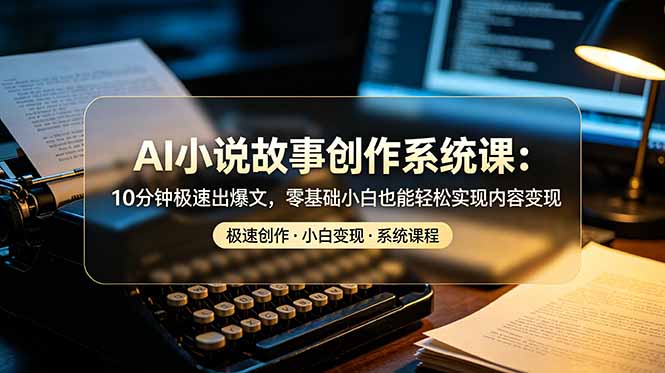 AI小说故事创作系统课：10分钟极速出爆文，零基础小白也能轻松实现内容变现-创业网 - 最新网络创业项目与实战营销教程平台 | cye.cc