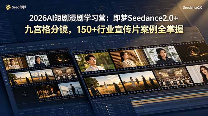 2026AI短剧漫剧学习营：即梦Seedance2.0+九宫格分镜，150+行业宣传片案例全掌握-创业网 - 最新网络创业项目与实战营销教程平台 | cye.cc