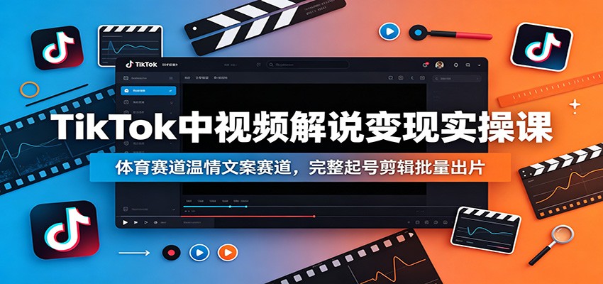 TikTok中视频解说变现实操课：体育赛道温情文案赛道，完整起号剪辑批量出片-创业网 - 最新网络创业项目与实战营销教程平台 | cye.cc