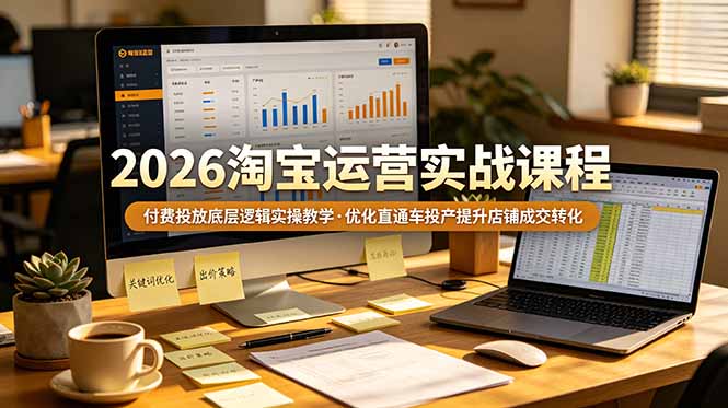 2026 淘宝运营实战课程，付费投放底层逻辑实操教学，优化直通车投产提升店铺成交转化-创业网 - 最新网络创业项目与实战营销教程平台 | cye.cc