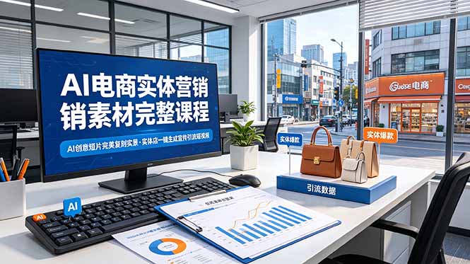 AI电商实体营销素材完整课程，AI创意短片完美复刻实景，实体店一键生成宣传引流短视频-创业网 - 最新网络创业项目与实战营销教程平台 | cye.cc