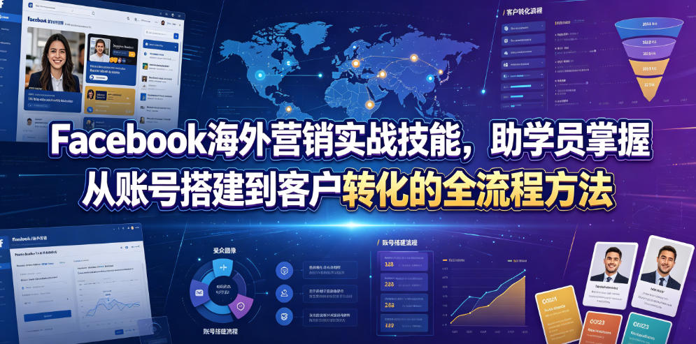 Facebook海外营销实战技能，助学员掌握从账号搭建到客户转化的全流程方法-创业网 - 最新网络创业项目与实战营销教程平台 | cye.cc