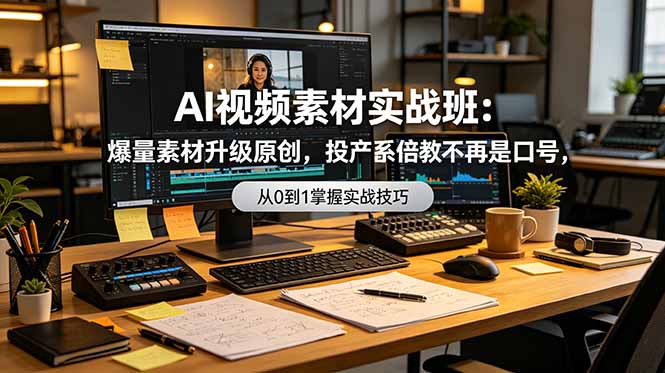AI视频素材实战班：爆量素材升级原创，投产翻倍不再是口号，0-1系统教学实战落地-创业网 - 最新网络创业项目与实战营销教程平台 | cye.cc