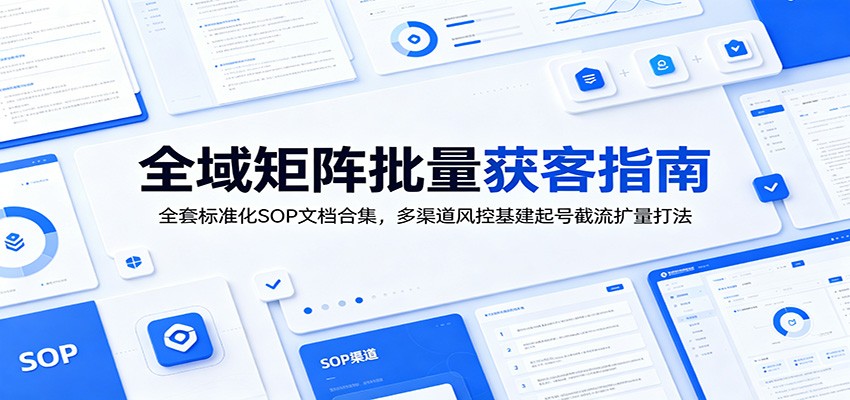 全域矩阵批量获客指南：全套标准化SOP文档合集，多渠道风控基建起号截流扩量打法-创业网 - 最新网络创业项目与实战营销教程平台 | cye.cc