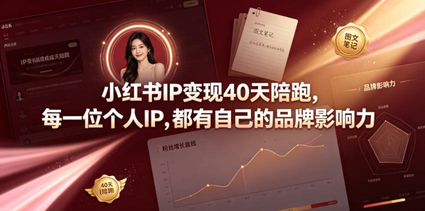 小红书IP变现40天陪跑，每一位个人IP，都有自己的品牌影响力-创业网 - 最新网络创业项目与实战营销教程平台 | cye.cc