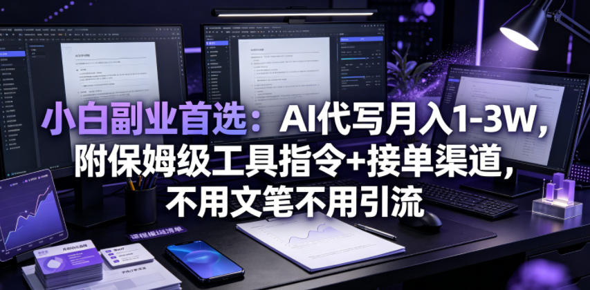 小白副业首选：AI代写月入1-3W，附保姆级工具指令+接单渠道，不用文笔不用引流【揭秘】-创业网 - 最新网络创业项目与实战营销教程平台 | cye.cc