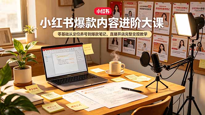 小红书爆款内容进阶大课，零基础从定位养号到爆款笔记，直播开店完整变现教学-创业网 - 最新网络创业项目与实战营销教程平台 | cye.cc