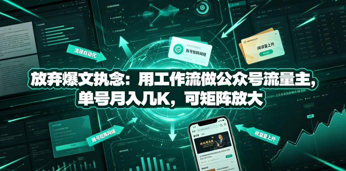 放弃爆文执念：用工作流做公众号流量主，单号月入几K，可矩阵放大-创业网 - 最新网络创业项目与实战营销教程平台 | cye.cc