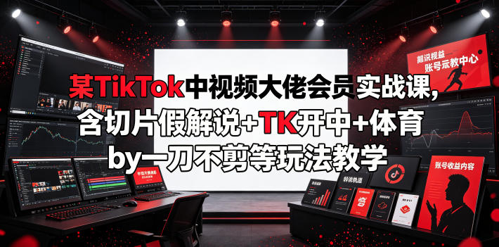 某TikTok中视频大佬会员实战课，含切片假解说+TK开中+体育by一刀不剪等玩法教学-创业网 - 最新网络创业项目与实战营销教程平台 | cye.cc