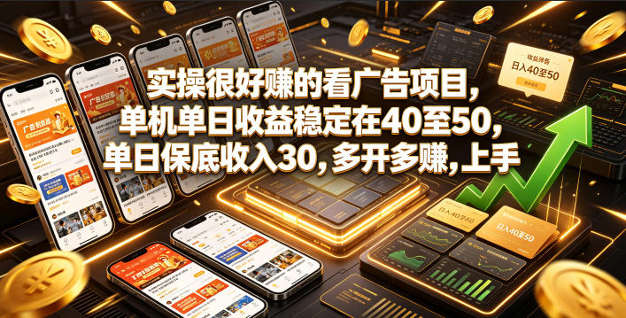 实操很好賺的看广告项目，单机单日收益稳定在40至50，单日保底收入30，多开多賺，上手就能变现【揭秘】-创业网 - 最新网络创业项目与实战营销教程平台 | cye.cc