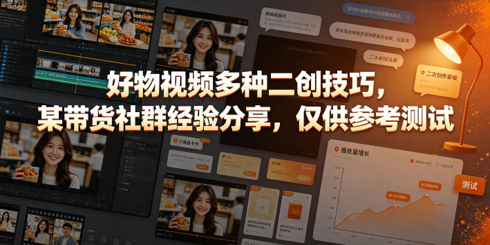 好物视频多种二创技巧，某带货社群经验分享，仅供参考测试-创业网 - 最新网络创业项目与实战营销教程平台 | cye.cc