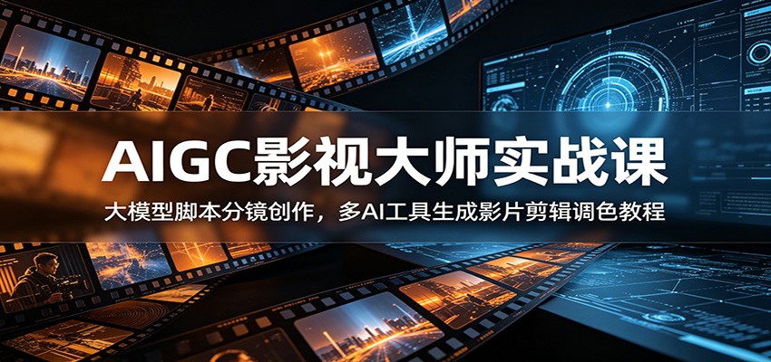 AIGC影视大师实战课：大模型脚本分镜创作，多AI工具生成影片剪辑调色教程-创业网 - 最新网络创业项目与实战营销教程平台 | cye.cc