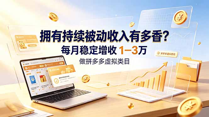 拥有持续被动收入有多香？做拼多多虚拟类目，每月稳定增收 1-3 万-创业网 - 最新网络创业项目与实战营销教程平台 | cye.cc