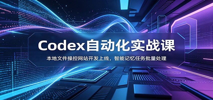 Codex自动化实战课：本地文件操控网站开发上线，智能记忆任务批量处理-创业网 - 最新网络创业项目与实战营销教程平台 | cye.cc
