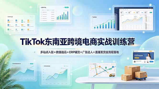 TikTok东南亚跨境电商实战训练营：多站点入驻+数据选品+ERP铺货+广告达人+直播发货全流程落地-创业网 - 最新网络创业项目与实战营销教程平台 | cye.cc