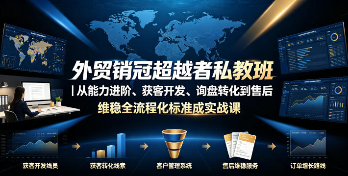 外贸销冠超越者私教班｜从能力进阶、获客开发、询盘转化到售后维稳全流程标准化成交实战课-创业网 - 最新网络创业项目与实战营销教程平台 | cye.cc