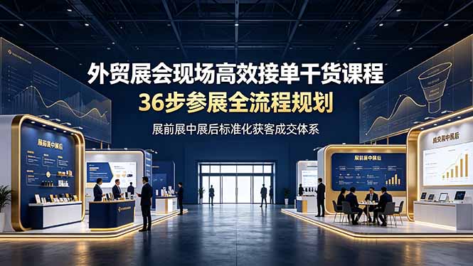 外贸展会现场高效接单干货课程，36步参展全流程规划，展前展中展后标准化获客成交体系-创业网 - 最新网络创业项目与实战营销教程平台 | cye.cc
