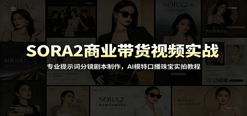SORA2商业带货视频实战：专业提示词分镜剧本制作，AI模特口播珠宝实拍教程-创业网 - 最新网络创业项目与实战营销教程平台 | cye.cc
