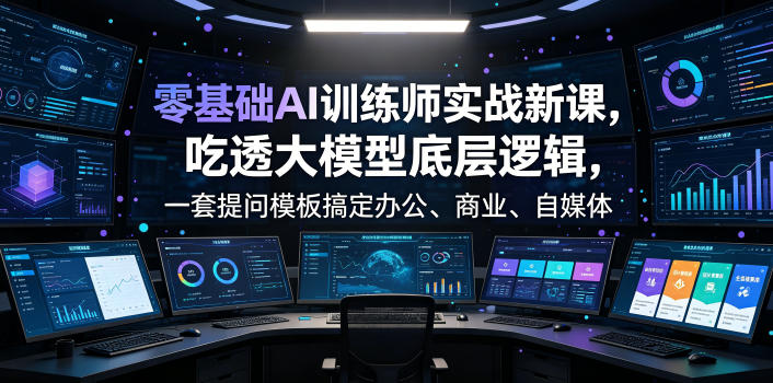 零基础AI训练师实战课，吃透大模型底层逻辑，一套提问模板搞定办公、商业、自媒体、设计、生活全场景AI落地应用-创业网 - 最新网络创业项目与实战营销教程平台 | cye.cc