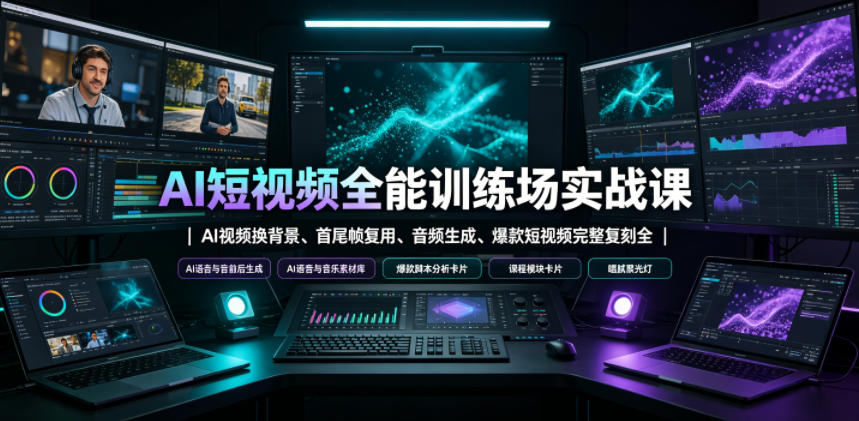 AI短视频全能训练场实战课｜AI视频换背景、首尾帧复用、音频生成、爆款短视频完整复刻全套实操教学-创业网 - 最新网络创业项目与实战营销教程平台 | cye.cc