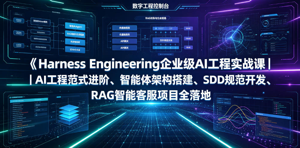 Harness Engineering企业级AI工程实战课｜AI工程范式进阶、智能体架构搭建、SDD规范开发、RAG智能客服项目全落地-创业网 - 最新网络创业项目与实战营销教程平台 | cye.cc