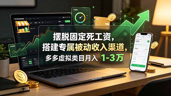 摆脱固定死工资，搭建专属被动收入渠道，多多虚拟类目月入 1-3 万-创业网 - 最新网络创业项目与实战营销教程平台 | cye.cc