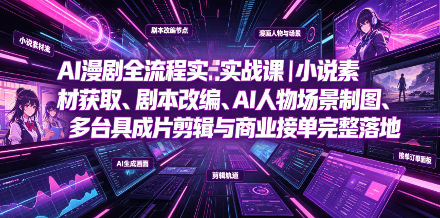 AI漫剧全流程实战课｜小说素材获取、剧本改编、AI人物场景制图、多工具成片剪辑、平台付费变现与商业接单完整落地-创业网 - 最新网络创业项目与实战营销教程平台 | cye.cc